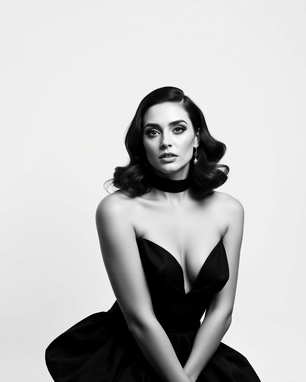 Black-and-white Glam Photo Booth portrait of a guest at a Houston event